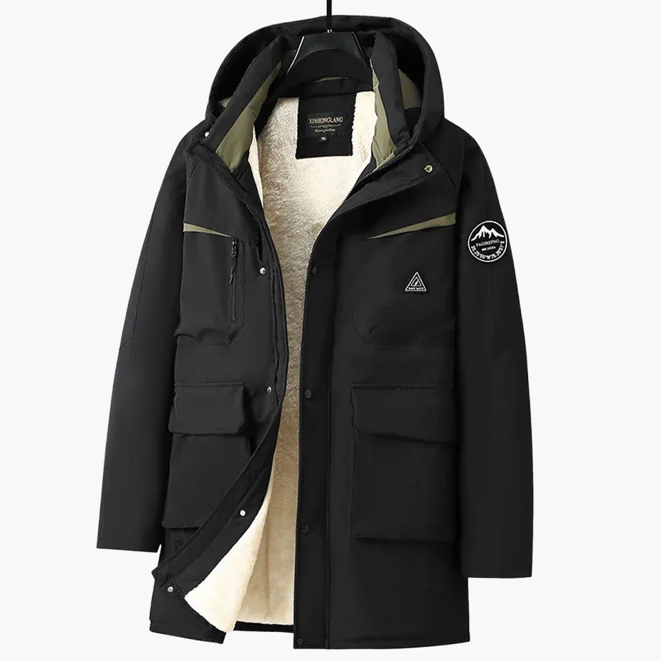 Herren Outdoor Winter Parka mit Kapuze und Fleece-Futter – Extra Große Größen, Warm & Funktional