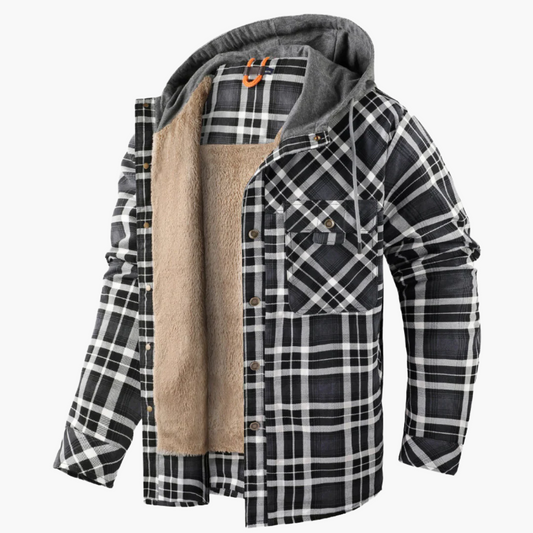 Herren Flanelljacke mit Kapuze – Gefüttertes Holzfällerhemd für Outdoor und Freizeit