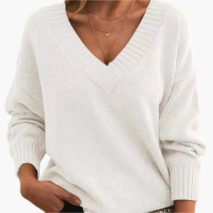 Damen Pullover V-Ausschnitt Strickpullover Elegant Freizeitmode für Winter