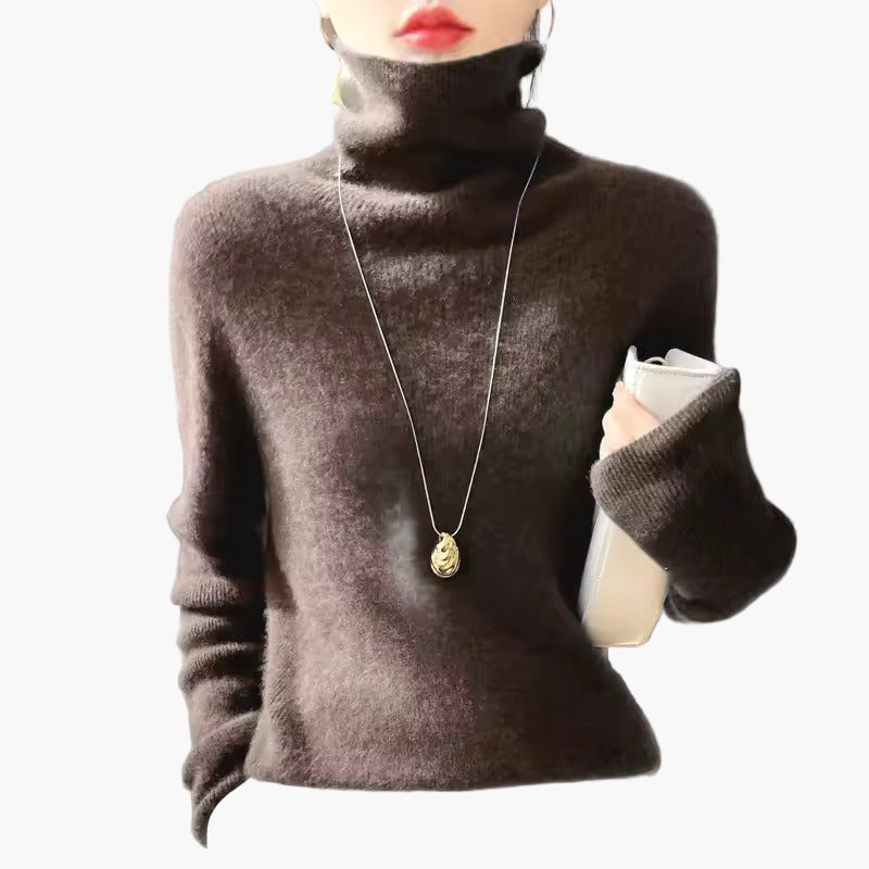 Damen Rollkragenpullover Elegant Weich Herbst Winter Alltagsmode