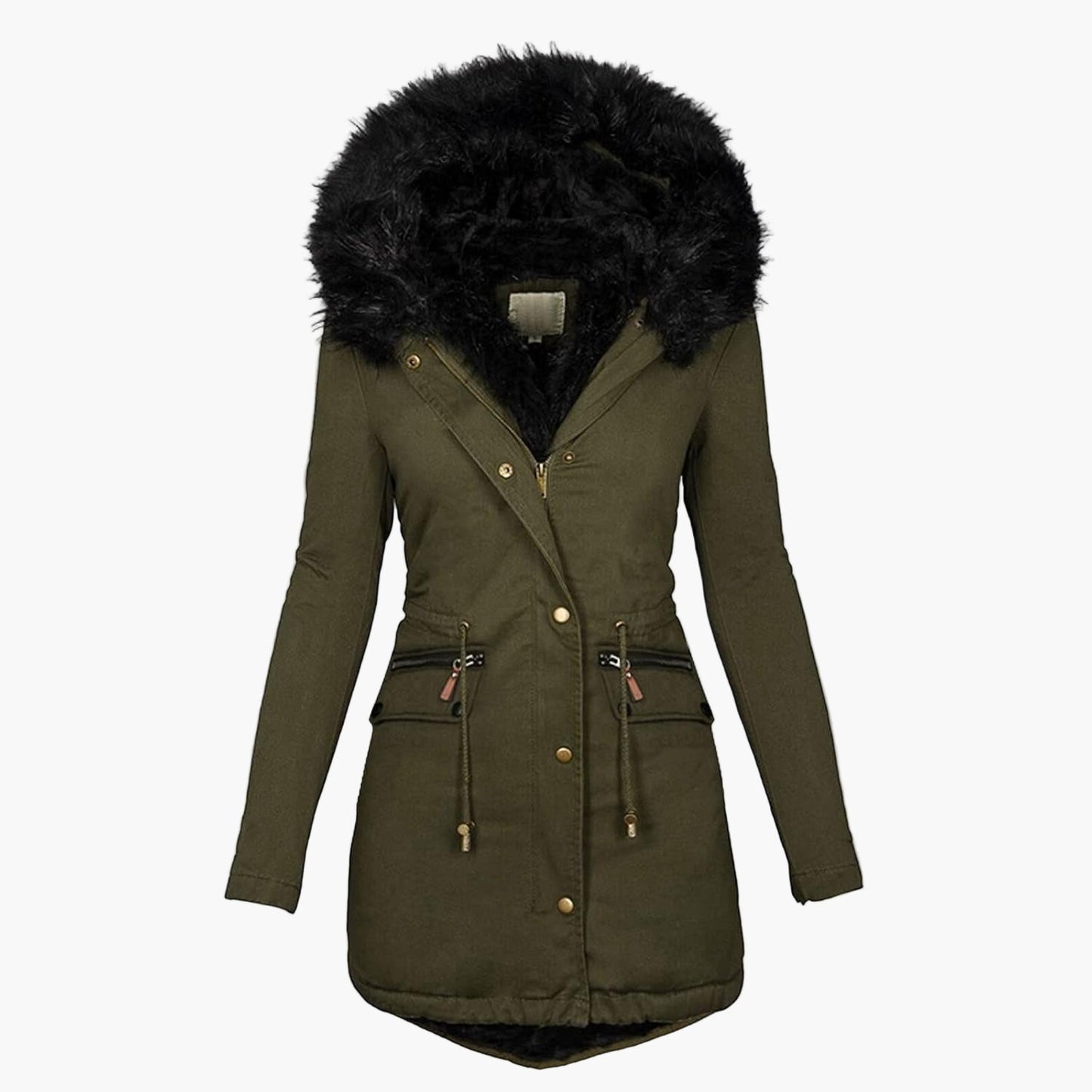 Damen Wintermantel mit Kapuze und Kunstfellkragen – Eleganter, warmer Parka für Herbst und Winter