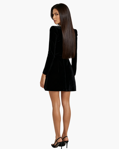 Damen Festliches Samt Minikleid mit Kristallbesatz – Elegantes Abendkleid für besondere Anlässe