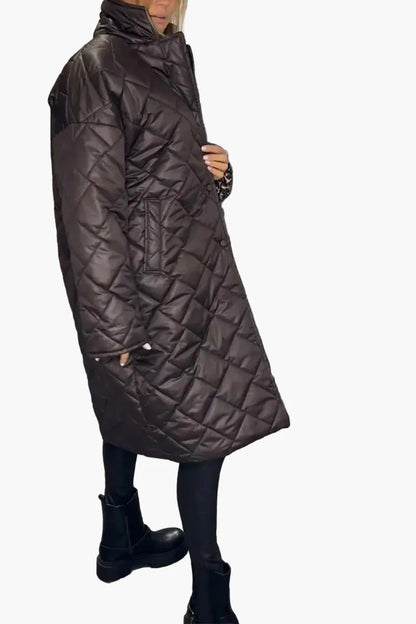 Damen Steppmantel mit Leopardenfutter – Eleganter Wintermantel für Alltag & Freizeit