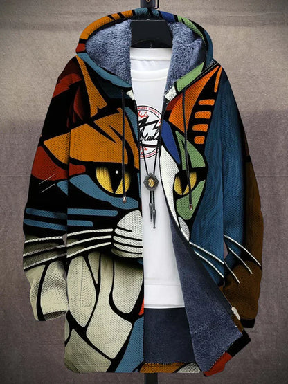 Damen Kapuzenjacke mit Künstlerischem Katzen-Print, Modisch & Bequem – Ideal für Alltag und Freizeit