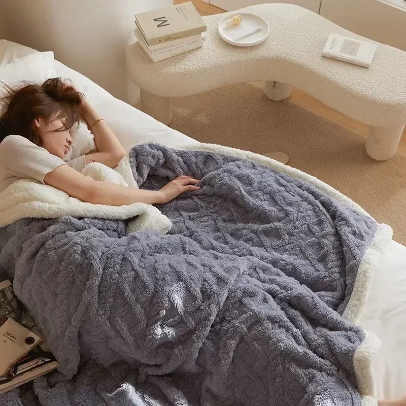 Kuschelige Winter-Schlafdecke im Luxus-Stil für Damen und Herren – Flauschige Wohlfühl-Decke für Schlafzimmer und Sofa