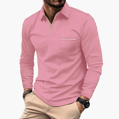 Herren Langarm-Poloshirt mit Brusttasche – Klassischer Stil für Freizeit und Büro