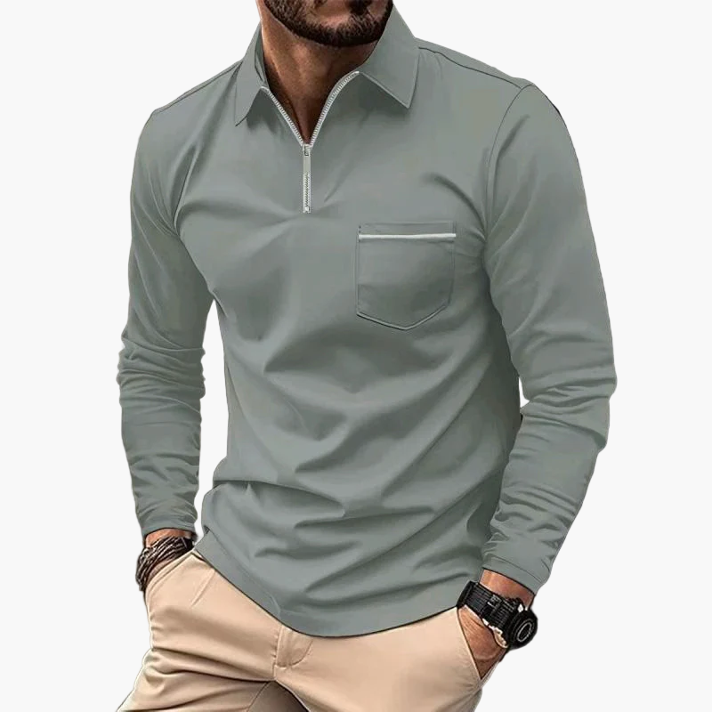 Herren Langarm-Poloshirt mit Brusttasche – Klassischer Stil für Freizeit und Büro
