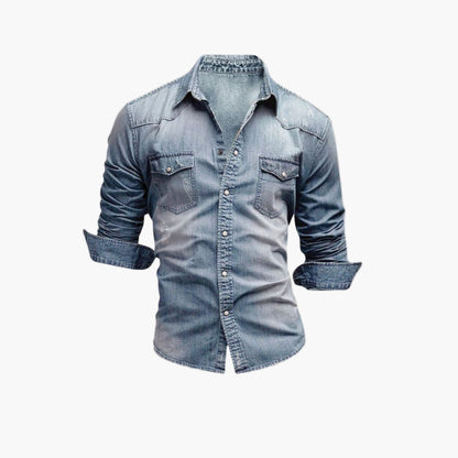 Herren Jeanshemd im Western-Stil mit Druckknöpfen – Klassisches Freizeitshirt für stilbewusste Männer