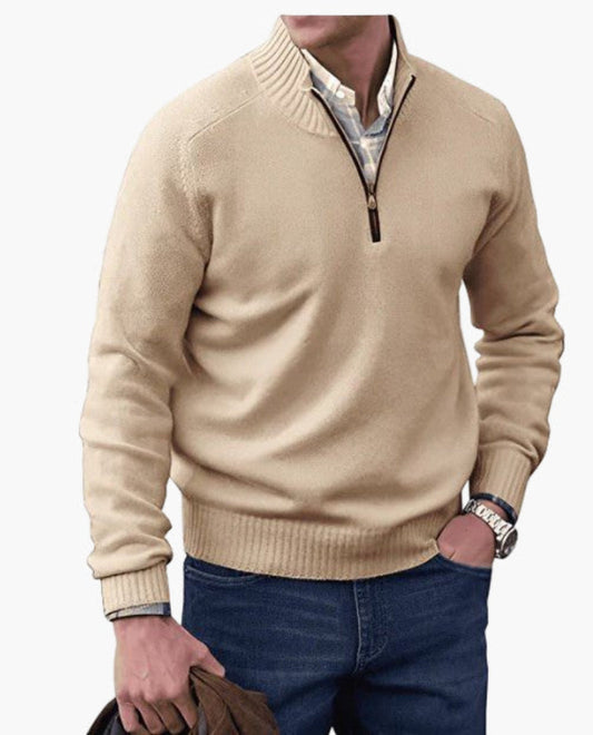Herren Pullover mit Reißverschluss – Klassischer Strickpullover für Alltag und Büro