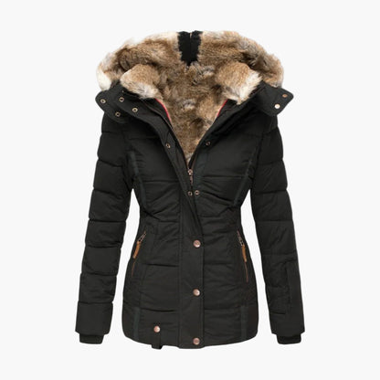 Damen Winterjacke mit Kapuze und Fellfutter – Elegante warme Outdoorjacke für Alltag & Freizeit