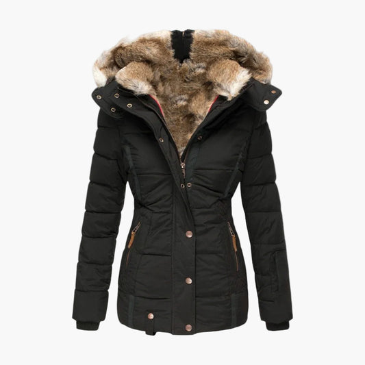 Damen Winterjacke mit Kapuze und Fellfutter – Elegante warme Outdoorjacke für Alltag & Freizeit