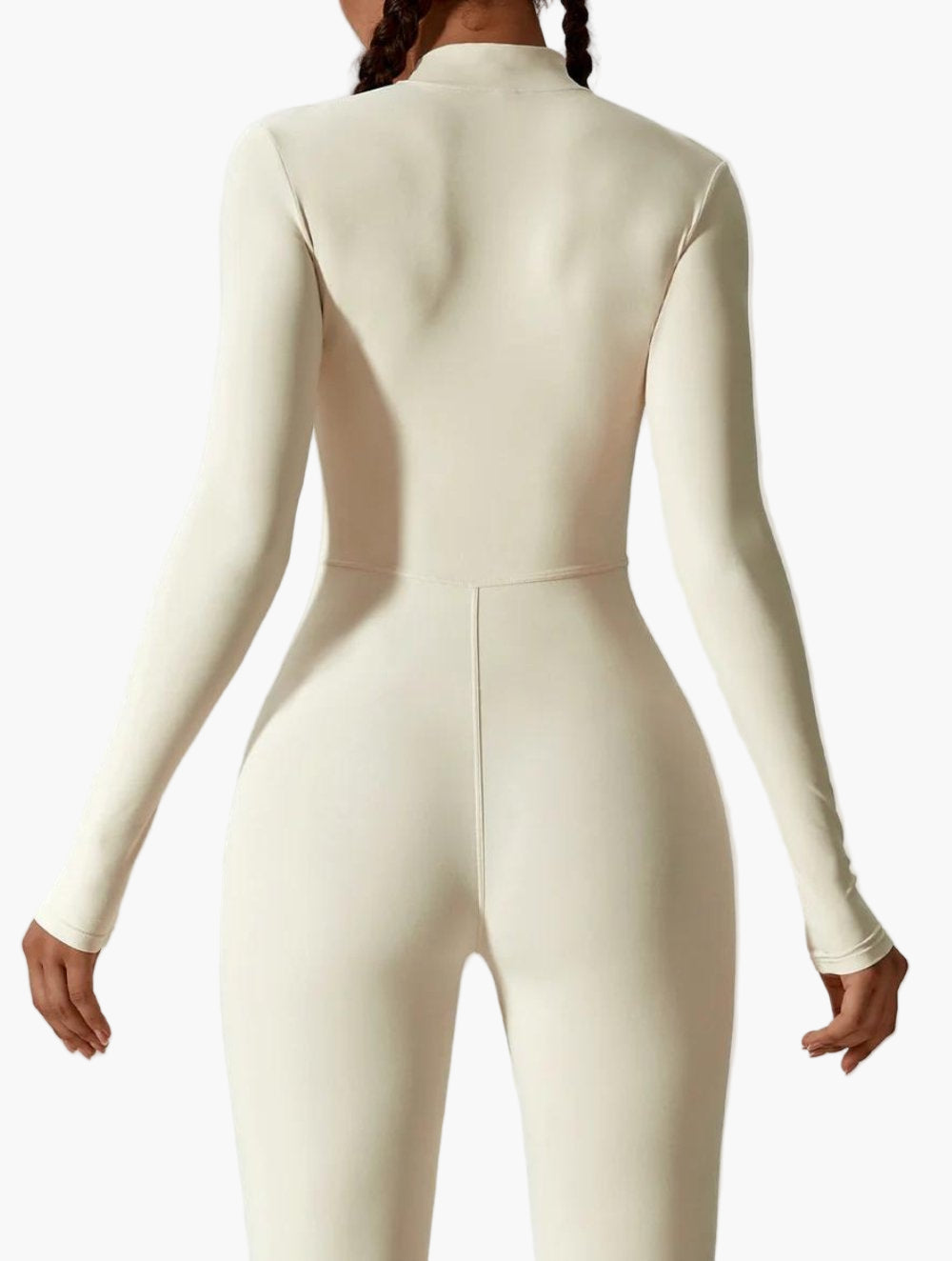Damen Langarm Einteiler mit Reißverschluss – Figurbetonter Jumpsuit für Sport und Freizeit