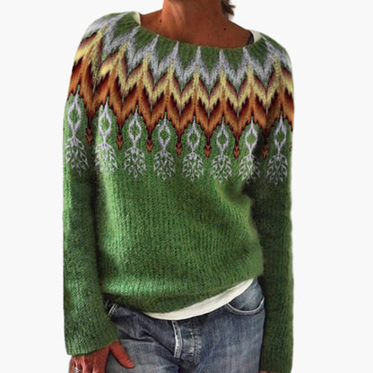 Damen Vintage Strickpullover im Ethno-Stil – Bequemer und Stilvoller Freizeitpullover
