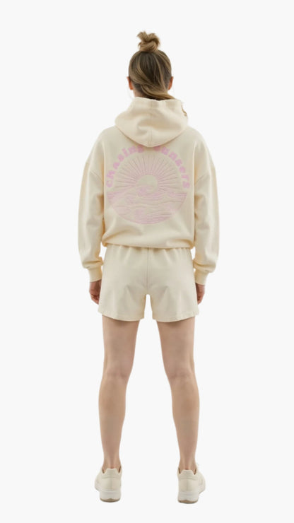 Damen Oversized Kapuzenpullover mit tropischen Stickereien – Lässiger Streetstyle Hoodie für Alltag und Freizeit