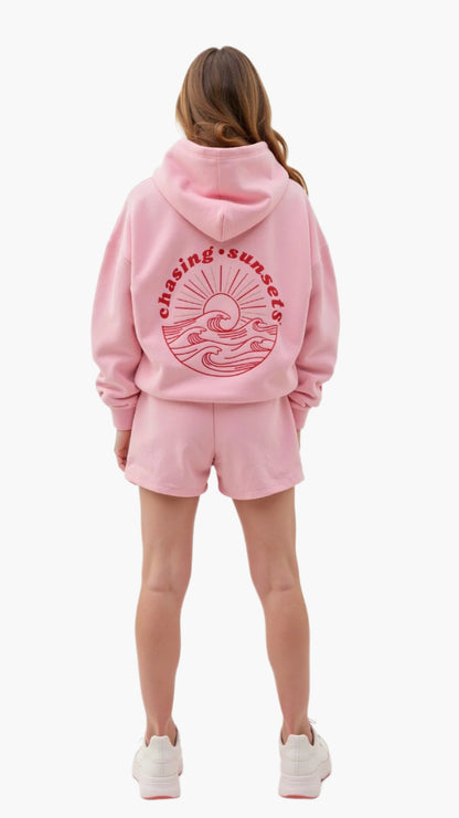 Damen Oversized Kapuzenpullover mit tropischen Stickereien – Lässiger Streetstyle Hoodie für Alltag und Freizeit