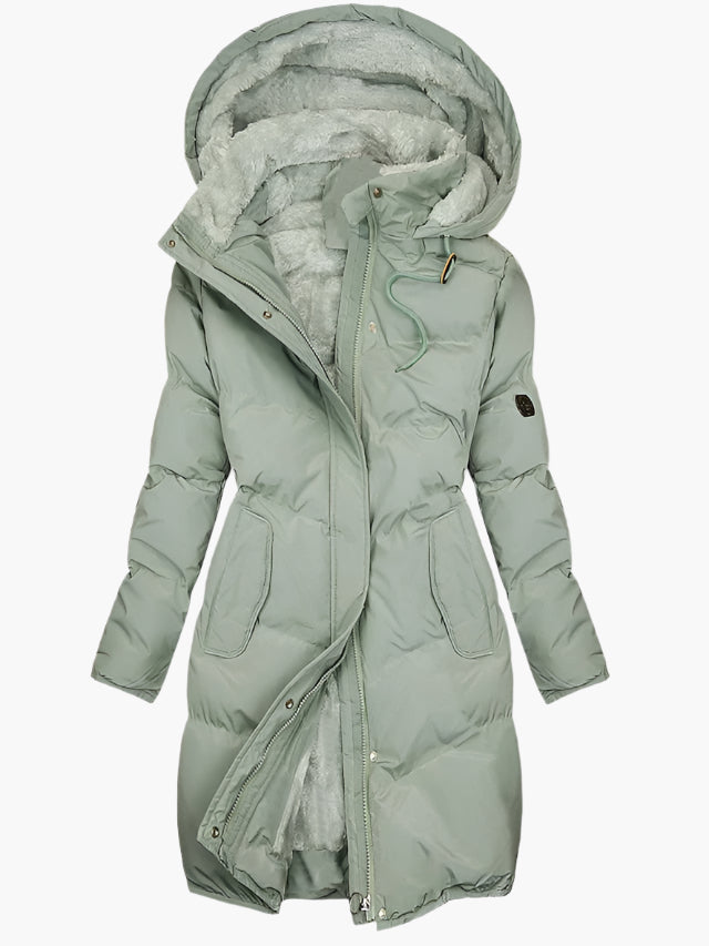 Damen Wintermantel Kapuzen-Steppjacke mit Fleecefutter – Stilvolle Outdoor-Jacke für kalte Tage