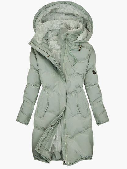 Damen Wintermantel Kapuzen-Steppjacke mit Fleecefutter – Stilvolle Outdoor-Jacke für kalte Tage