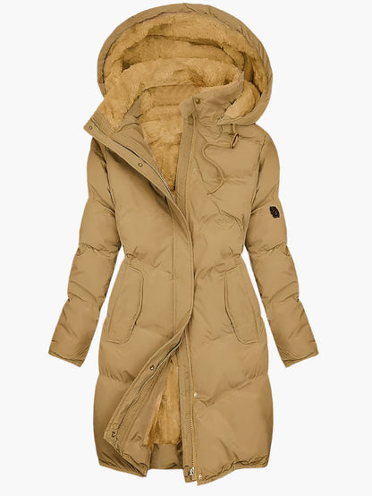 Damen Wintermantel Kapuzen-Steppjacke mit Fleecefutter – Stilvolle Outdoor-Jacke für kalte Tage