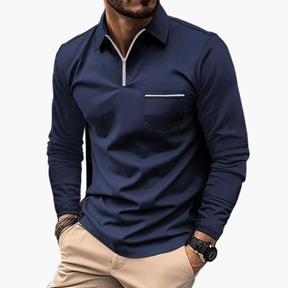Herren Langarm-Poloshirt mit Brusttasche – Klassischer Stil für Freizeit und Büro