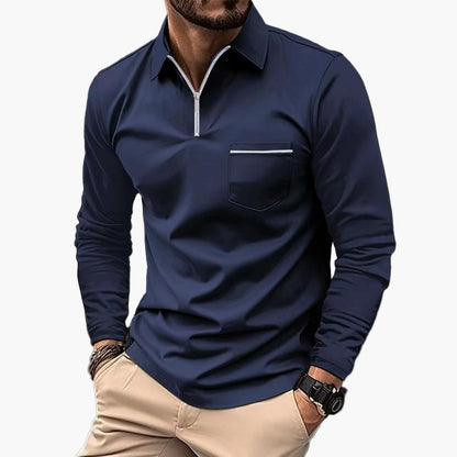 Herren Langarm-Poloshirt mit Brusttasche – Klassischer Stil für Freizeit und Büro