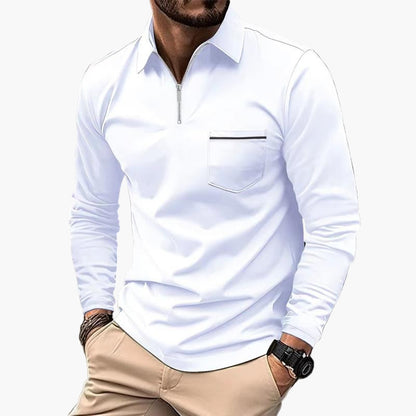 Herren Langarm-Poloshirt mit Brusttasche – Klassischer Stil für Freizeit und Büro