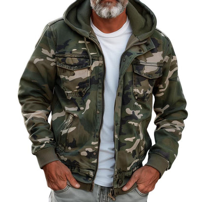 Herren Cargo-Jacke mit Kapuze – Modernes Tarnmuster für Outdoor & Streetwear