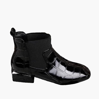 Damen Stiefelette im eleganten Kroko-Look für Herbst und Winter, modischer Komfort für Casual- und Rock-Styles