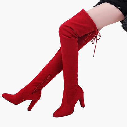 Damen Overknee Stiefel mit hohem Absatz – Modische Stretch-Stiefel für Herbst und Winter