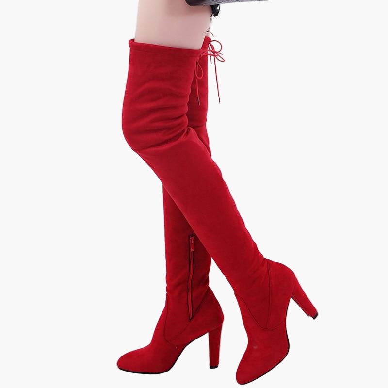 Damen Overknee Stiefel mit hohem Absatz – Modische Stretch-Stiefel für Herbst und Winter