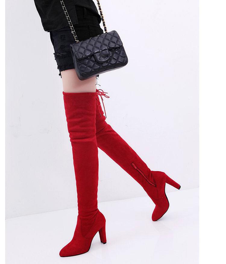 Damen Overknee Stiefel mit hohem Absatz – Modische Stretch-Stiefel für Herbst und Winter