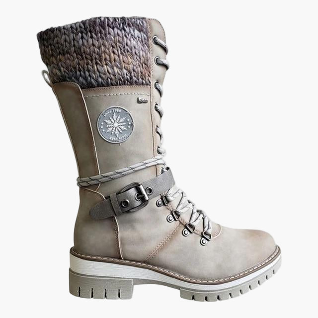 Damen Winter Stiefel mit gestricktem Schaft und Schnürung – Modische Outdoor Boots für Herbst & Winter