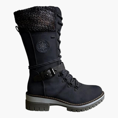Damen Winter Stiefel mit gestricktem Schaft und Schnürung – Modische Outdoor Boots für Herbst & Winter