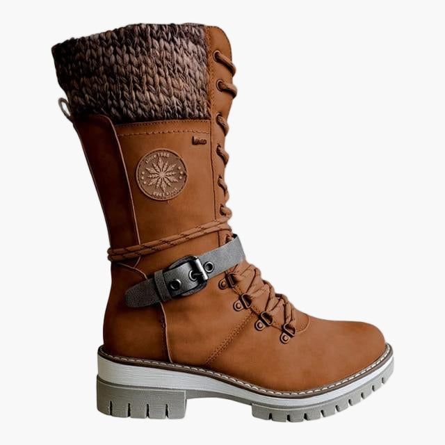 Damen Winter Stiefel mit gestricktem Schaft und Schnürung – Modische Outdoor Boots für Herbst & Winter