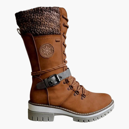 Damen Winter Stiefel mit gestricktem Schaft und Schnürung – Modische Outdoor Boots für Herbst & Winter