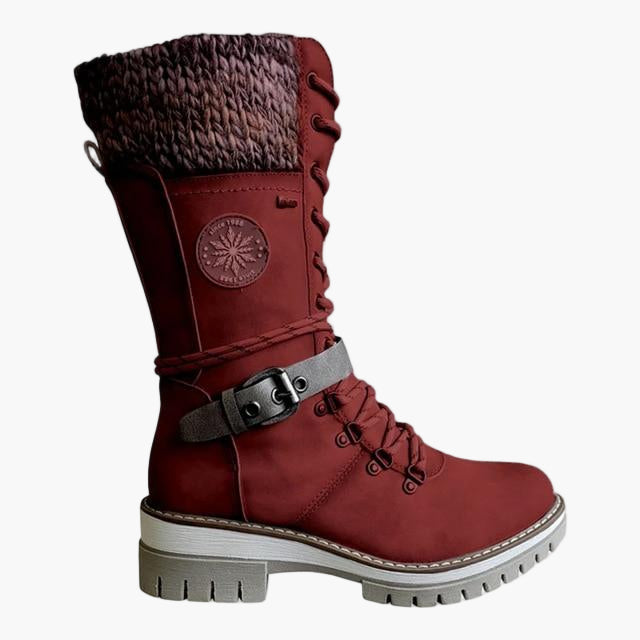 Damen Winter Stiefel mit gestricktem Schaft und Schnürung – Modische Outdoor Boots für Herbst & Winter
