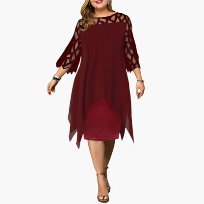 Damen Midikleid Übergröße Elegant mit Spitzeneinsatz – Stilvolles Abendkleid für festliche Anlässe