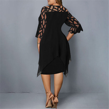 Damen Midikleid Übergröße Elegant mit Spitzeneinsatz – Stilvolles Abendkleid für festliche Anlässe