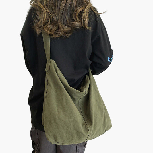 Damen Oversized Canvas Schultertasche – Stylische Alltagstasche für Freizeit, Arbeit und Schule