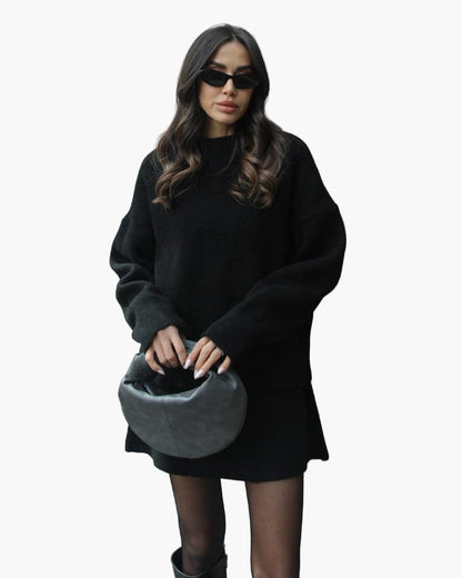 Damen Strickset – Modisches Herbst-Winter Outfit mit Pullover und Rock, Elegant & Bequem