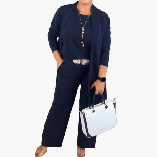 Damen 3-teiliges Business & Freizeit Set – Elegantes Outfit mit Blazer, Shirt & Hose für Büro und Alltag