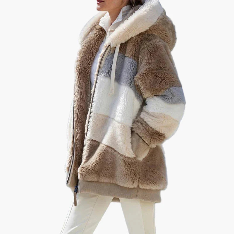 Damen Winterjacke mit Kapuze und Reißverschluss – Kuscheliger Freizeitmantel für kalte Tage