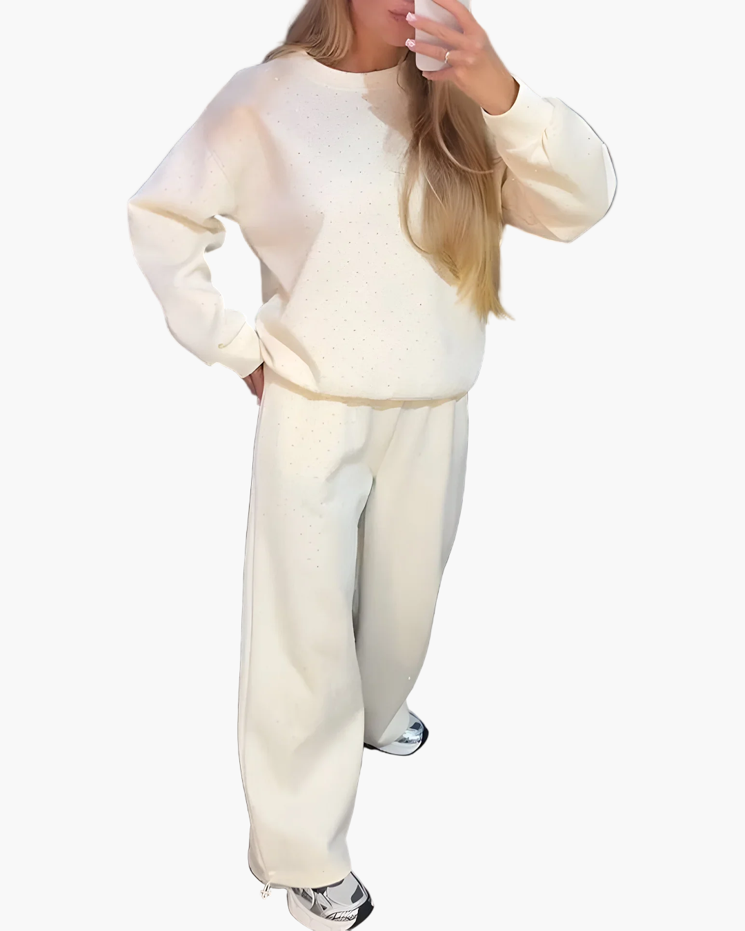 Damen Diamant-Look Freizeit Trainingsanzug – Stilvolles Lounge Set für Alltag & Freizeit