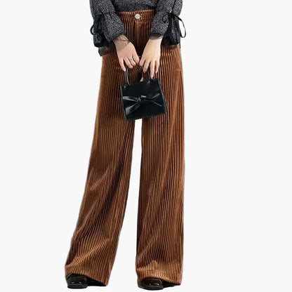Damen Cord Schlaghose Elegant Weites Bein Freizeit Business