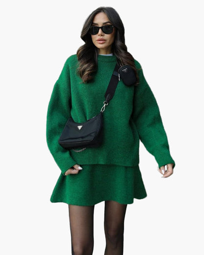 Damen Strickset – Modisches Herbst-Winter Outfit mit Pullover und Rock, Elegant & Bequem